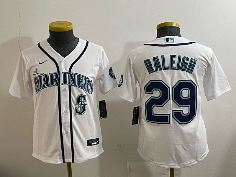 youth 2026 Seattle Mariners #29 Raleigh white Nike MLB Jersey 002